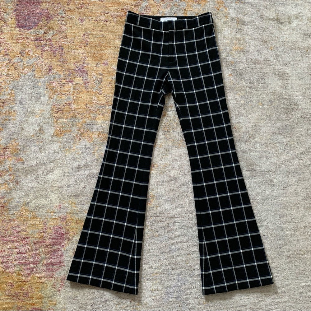 10 crosby derek lam wooly stretch checkered flare pants